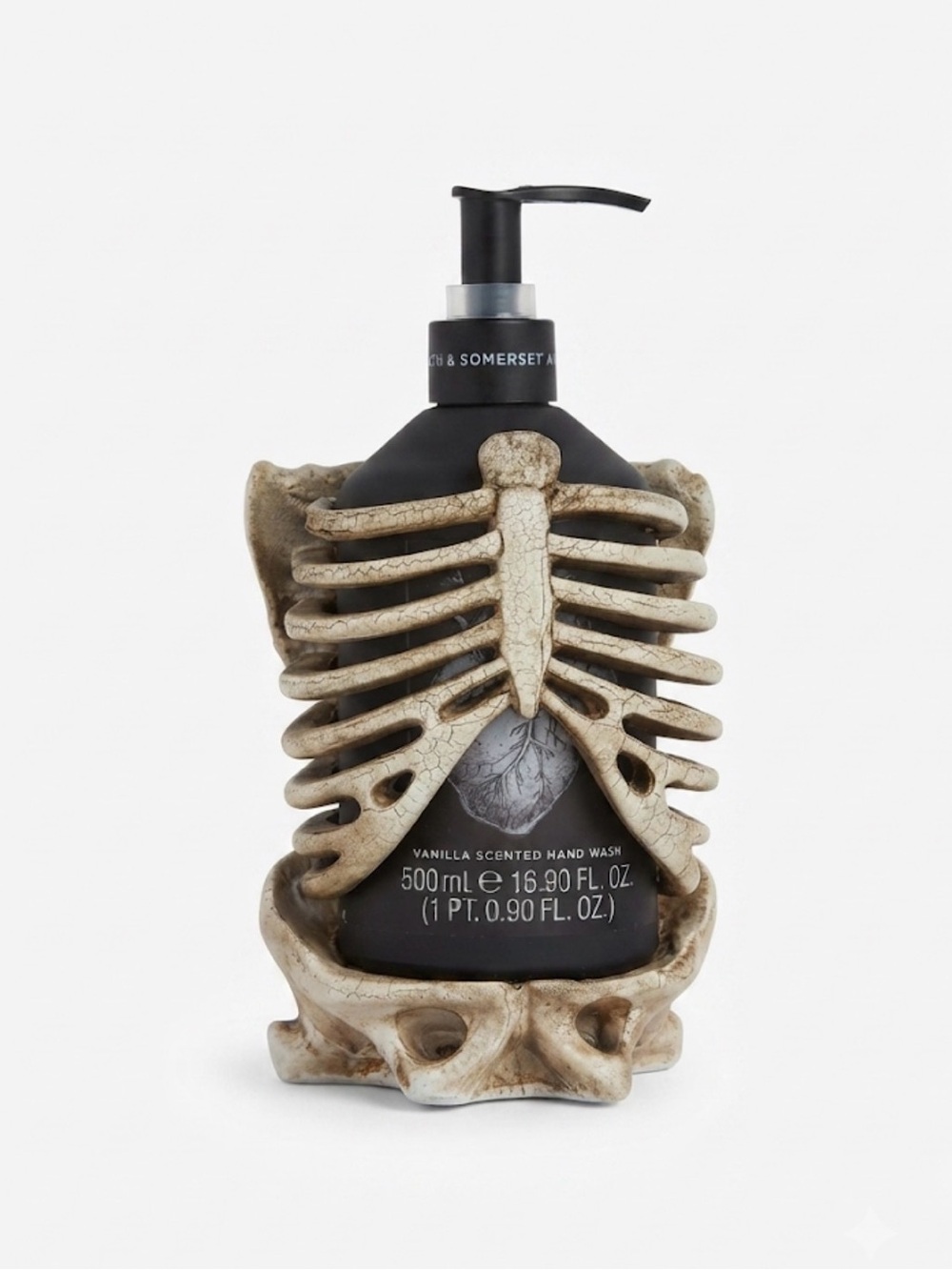 Sardonyx & Somerset Vanilla Hand Soap in Black with Cream Ribcage Holder